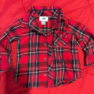 Old Navy Kids Red and Blue Plaid Button Down Shirt